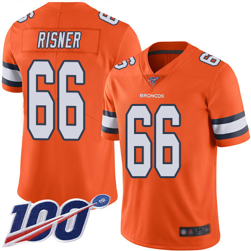 Men Denver Broncos #66 Dalton Risner Limited Orange Rush Vapor Untouchable 100th Season Football NFL Jersey->youth nfl jersey->Youth Jersey